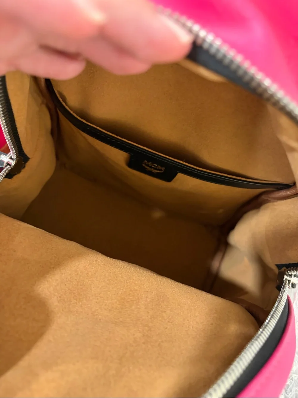 MCM Odeon studded backpack in pink